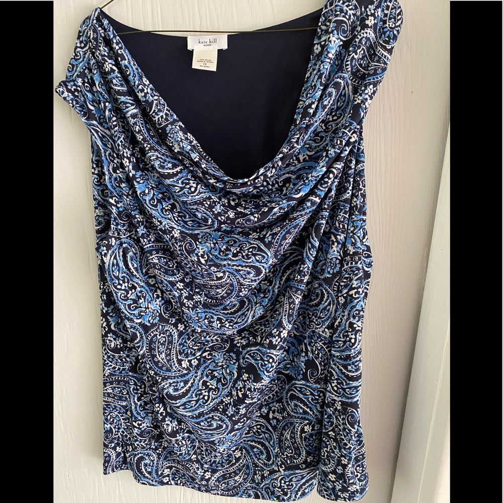 Women’s Kaye Hill 1X sleeveless blue and navy top